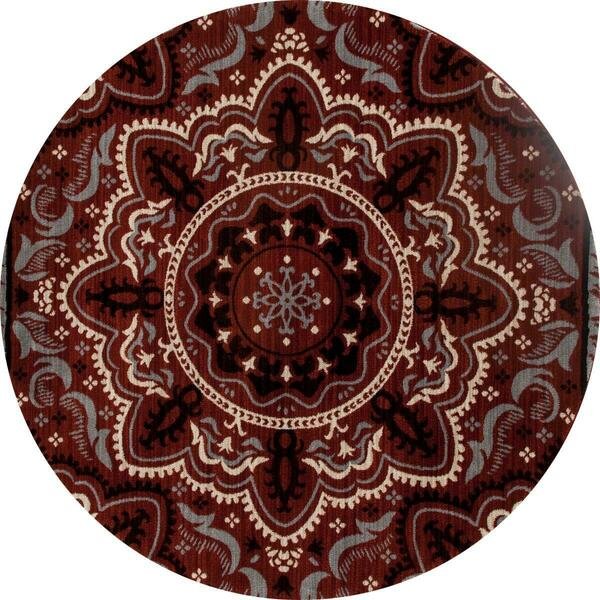 8 Ft. Milan Collection Fanciful Woven Round Area Rug, Red, Art Carpet, Mfr#: 24460